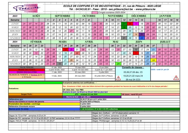 cALENDRIER 2023 2024
