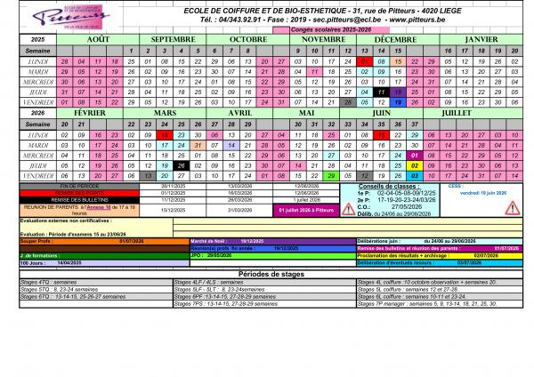 Calendrier 2025 2026 